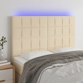 vidaXL Tăblie de pat cu LED, crem, 144x5x118/128 cm, textil