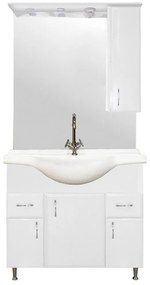 Mobilier complet de baie Bianca Plus 85, alb lucios, deschidere pe dreapta