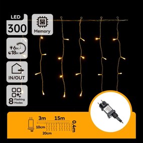 Aigostar - Ghirlandă LED de exterior pentru Crăciun 300xLED/6W/230V/8 funcții 15x0,4m IP44 alb cald