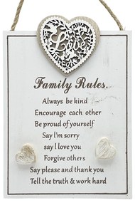 Tablou cu text FAMILY RULES, 14x18cm