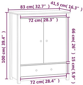 Servanta, negru, 83x41,5x100 cm, lemn masiv de pin 1, Negru