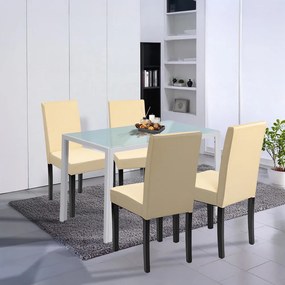 Set de masă Mira 4+1 alb-bej