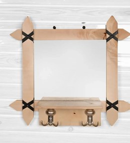 Oglinda cu agatatori Venetia Homs natur 47 X 52 X 14, lemn stratificat