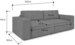 Canapea trei locuri Tindara 3OS (gri). 1123377