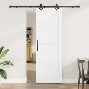 Ușa glisantă vidaXL cu set de accesorii alb 73.5x211 cm din lemn masiv de pin