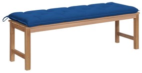 Banca de gradina, cu perna albastra, 150 cm, lemn masiv de tec Albastru, 150 cm, 1