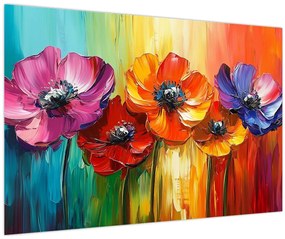 Tablou - Cinci flori colorate (90x60 cm)