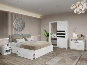 Set mobila dormitor Ruben Alb cu oglinda C03