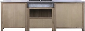 Set mobilier rustic de bucătărie din lemn de pin și blat din piatră neagră, 236 x 55 x 86 cm, „Cottage Kitchen Set"