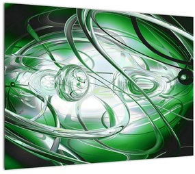 Tablou pe sticlă abstract verde (70x50 cm)