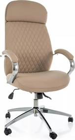 Scaun birou Q-09, bej, piele ecologică, 64x48x118 cm
