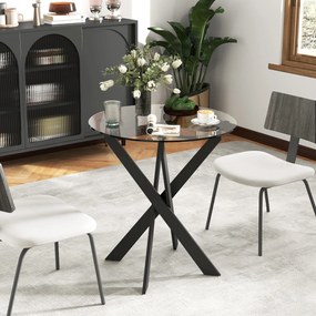HOMCOM Masa de dining moderna din sticla, diametru 70 cm, Masa de bucatarie cu placa de sticla securizata si picioare din metal, pentru 4 persoane | Aosom Romania