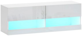 HOMCOM Dulap TV montat pe perete cu LED-uri, 16 moduri de clipire, Dulap TV montat pe perete, Rafturi deschise, 120 x 35 x 40,5 cm, Alb | Aosom Romania