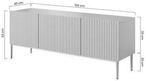 Comodă TV Nicole 150 cm - MDF roz antic / picioare aurii