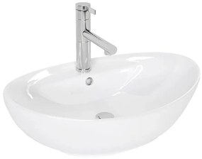 Lavoar pe blat Rea Cindy oval finisaj alb lucios 59 cm