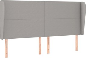 vidaXL Tăblie de pat cu aripioare gri deschis 203x23x118/128 cm textil