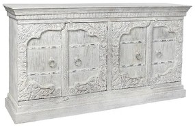 Comoda cu 4 usi Morocco din lemn de mango antichizat alb 190x43x100 cm