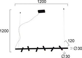Lustră LED suspendată pe cablu CLIO LED/29W/230V neagră
