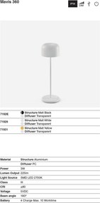 Lampa de exterior portabila IP54 MAVIS 360 alba
