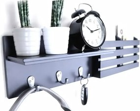 Cuier cu 3 agatatori, Antracit Homs, gri antracit, 60 x 15 x 10 cm, MDF