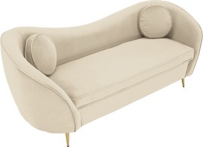 Canapea cu 3 locuri de design, ţesătură Velvet bejgold crom auriu, EZIO TYP 3