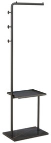 HOMCOM Cuier de Podea în Formă de C cu 3 Cârlige, Bază din piatră și Picioare Antiderapante, 45x28x148 cm, Negru | Aosom Romania