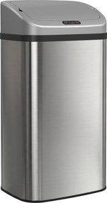 HOMCOM Coș de gunoi cu senzor 48L, închidere lentă, suprafață antiamprentă, din inox, argintiu | Aosom Romania