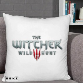 Perna Personalizata The Witcher 3 Wild Hunt, 40x40 cm, Alb Pufos, Husa Detasabila, Perna Inclusa, BEKZ®