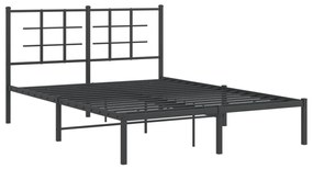 355561 vidaXL Cadru de pat metalic cu tăblie, negru, 140x190 cm