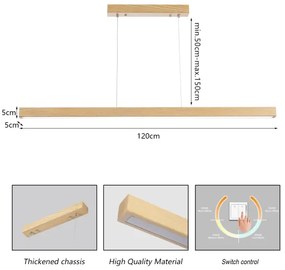 Brilagi - Lustra LED OAK suspendată cu cablu, 30W/230V, 3000/4500/6000K, stejar