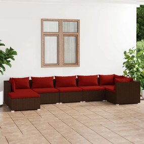 3101827 vidaXL Set mobilier de grădină cu perne, 7 piese, maro, poliratan