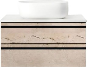 Dulap baie suspendat KolpaSan Alexis, 60 cm, pentru lavoar pe blat, stejar Craft wood