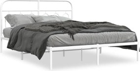 vidaXL Cadru de pat metalic cu tăblie, alb, 150x200 cm
