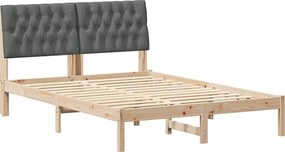 vidaXL Cadru de pat cu tăblie tapițată cu headboard Maro 150 x 200 cm