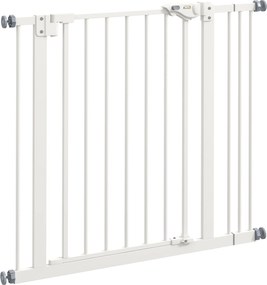PawHut Grilaj de protecție pentru câini, barieră, grilaj de protecție pentru animale de companie, Metal, plastic, 74-87 cm, Alb | Aosom Romania