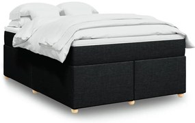 vidaXL Pat box spring cu saltea, negru, 160x200 cm, textil