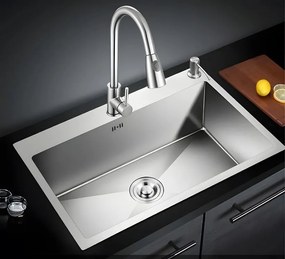Chiuveta Bucatarie Profesionala , Inox,HS INOX SATIN, 68X45 CM