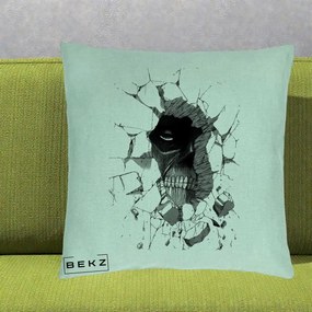 Perna Personalizata Attack on Titan Titan Crapand Zidul, 40x40 cm, Verde Menta, Husa Detasabila, Perna Inclusa, BEKZ®