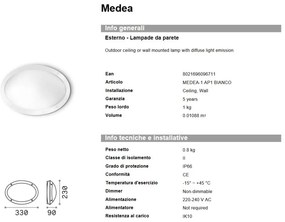 Aplica de perete / tavan exterior IP66 MEDEA-1 AP1 BIANCO