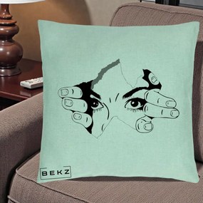 Perna Decorativa Ochi care Rup Suprafata, 40x40 cm, Verde Menta, Husa Detasabila, Perna Inclusa, BEKZ®