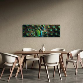 Tablou – Păun (cu ceas) (90x30 cm)