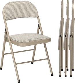 HOMCOM Set de 4 Scaune Pliabile, Scaune Moderne cu Perne din Poliester pentru Acasă și Birou, 45x46x78 cm, Bej | Aosom Romania