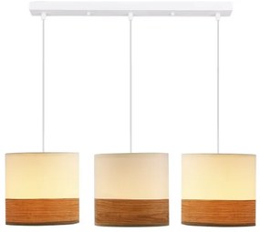 Lustră pe cablu BIANCO 3xE27/40W/230V alb/maro