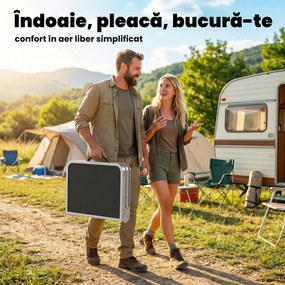 Outsunny Masă de Camping Pliabilă 60 cm, Picnic cu Strat de Plasă, Negru | Aosom Romania
