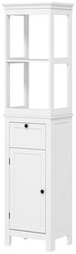 HOMCOM Mobilier coloană de baie armoire haute cu 2 rafturi, 1 sertar și 1 dulap - 40 x 30 x 165 cm, alb | Aosom Romania