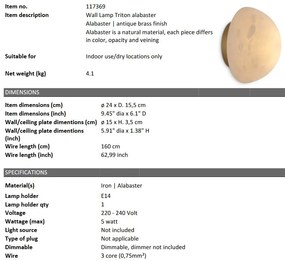 Aplica de perete din alabaster design LUX Triton