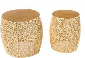 Set de 2 masute cu aspect deosebit Leaf auriu