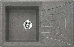 Chiuveta compozit Inter Ceramic finisaj granit gri 78x50 cm cu picurator