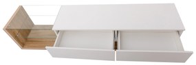 Mobilier TV modern stil rustic cu finisaj alb lucios și lemn, Alb | Aosom Romania