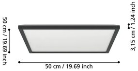 Plafonieră LED de exterior Eglo 901444 ROVITO 17W/230V 50x50 cm IP44 negru